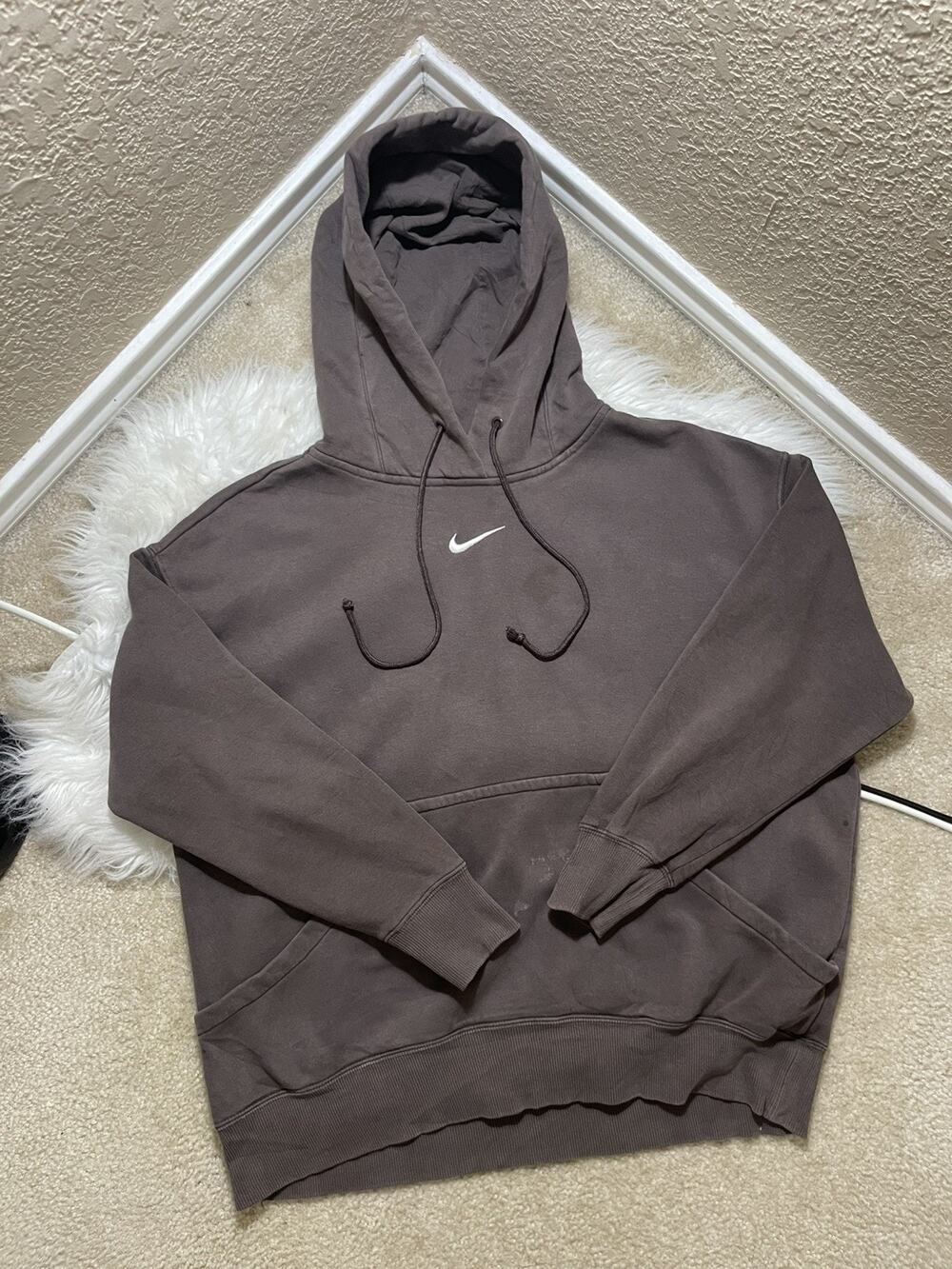Vintage Y2k Nike Center Swoosh Hoodie Brown Sweatshirt Travis Scott